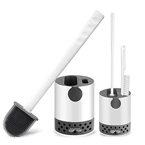 Ausbond Spazzola WC con Supporto, Silicone Pulizia...