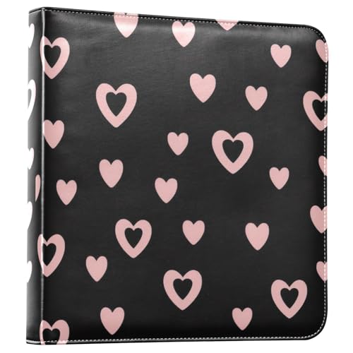 Álbum de fotos adhesivo DIY scrapbook corazón negro San Valentín encuadernador de 3 anillos 40 páginas 8x10 para recuerdos miniatura 1