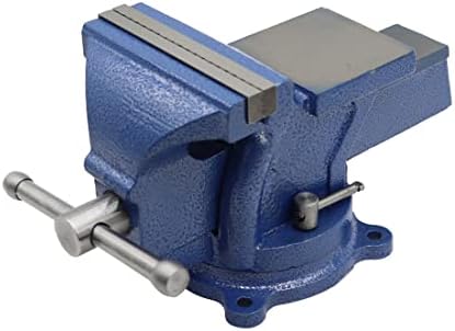 Nakkaa Tornillo de banco de hierro fundido dúctil de 5 pulgadas con base de bloqueo giratoria flexible de 360, resistente, trabajo en casa, tornillo