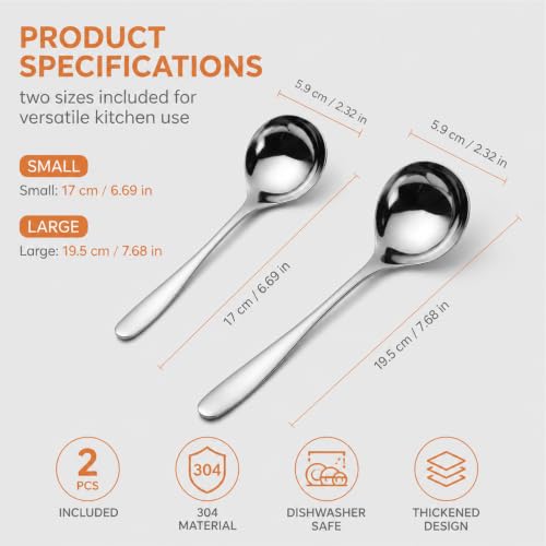 2 Stück Soßenlöffel,Schöpflöffel,Saucenlöffel Kleine Soßenkelle,Schöpfkelle Aus Spoon,Ideal Für Soßen,Suppen Und Dips,17 Cm Und 20,5 Cm,Perfekt Für Küche Und Restaurant
