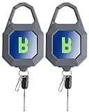 Booms Fishing RG4 2-Pack Fly Fishing Retractor, Locking Retractable Gear Tether, Heavy Duty Retractable Keychain with 27.5” Steel Retractable Cord, 7.7oz Gray