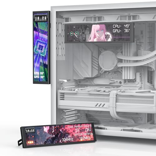 Image of 9.2 inch IPS Computer Secondary Screen for PC Case, 1920x462 USB Mini Monitor with Sensor Panel, Real-Time CPU /GPU /RAM Temperature Display, Support Dynamic Theme & Customizable for Gaming PC