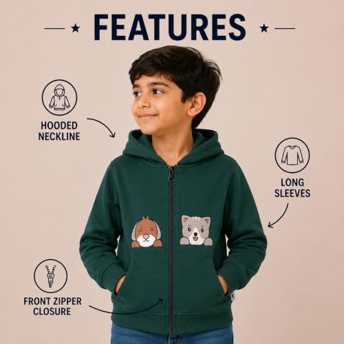 Image of The Mom Store Winter Jackets for Kids | Cute Sweatshirt and Cool Hoodies for Baby Boy and Baby Girls | with Zippers | Hoodie Cap