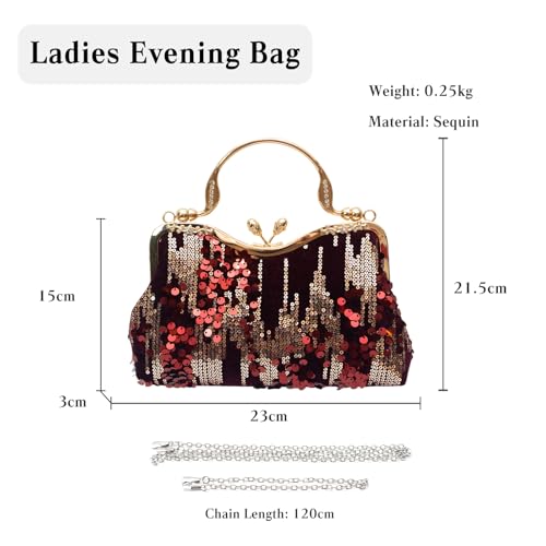 Image of CORIOS Vintage 1920s Evening Bag for Women Velvet Clutch Bag Sparkly Sequin Handbag Bridal Wedding Purse