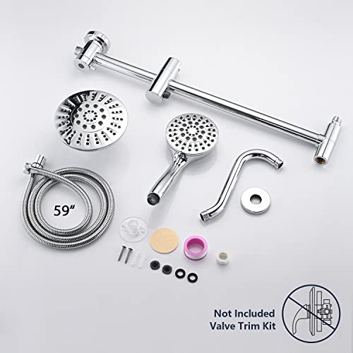 Uclimaa Rain Shower Head With Handheld, 5 Settings Rain Showerhead+6 Setting Handheld Shower Spray With 5Ft Stainless Steel Hose, 24" Drill-Free Slider Bar With Low 3-Way Diverter - Chrome #TOP5