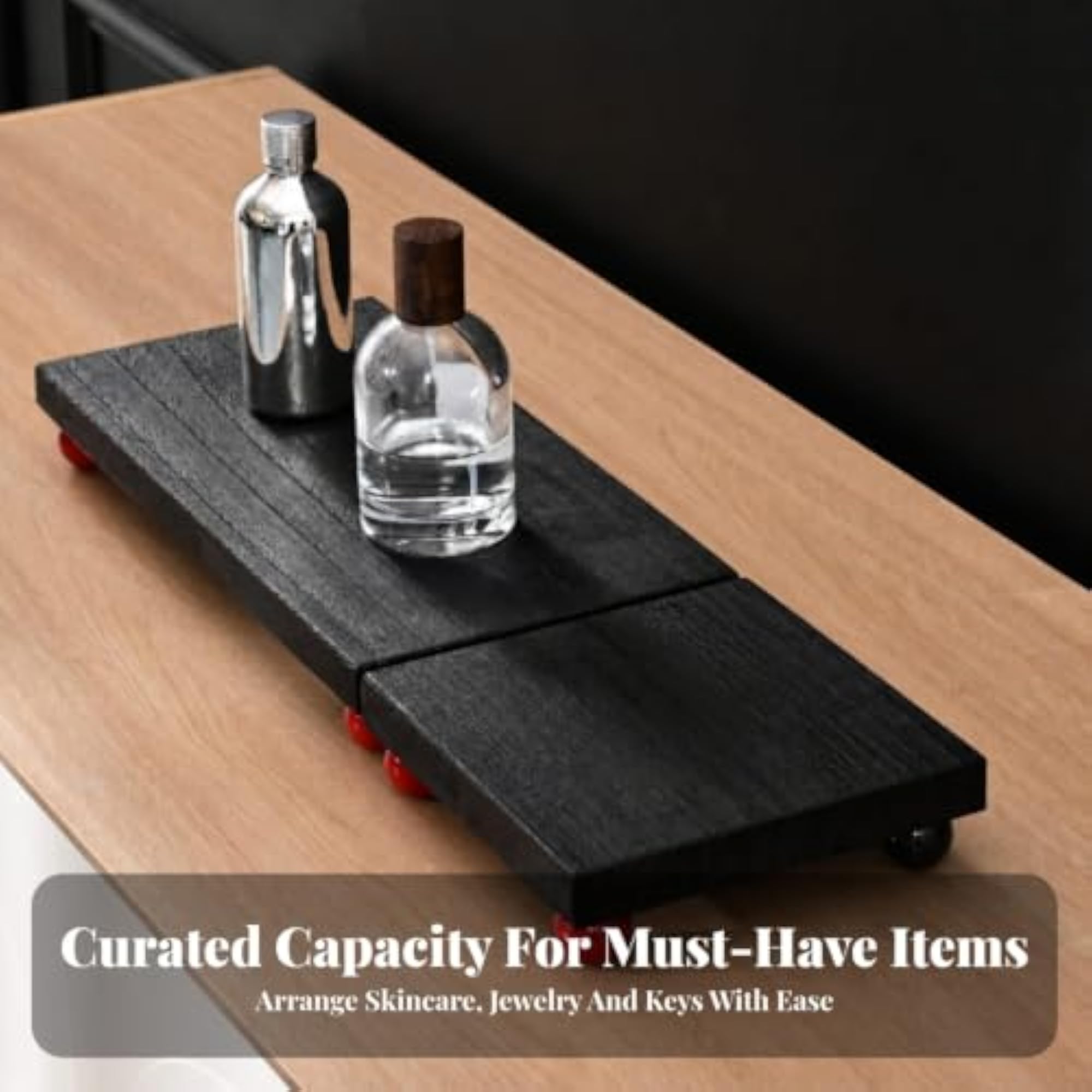 Rectangular Wooden Tray with Feet, Minimalist Wood Riser