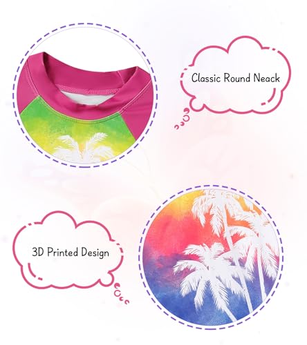 Image of Vogseek 4-10T Girls Rashguard 2 Pieces Long Sleeve Swimsuit Swimwear with Shorts