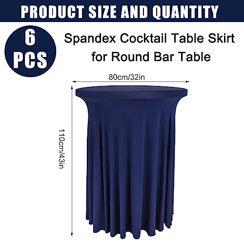 Fivenl 6 Pack Round Cocktail Tablecloth 32"x 43" Spandex Cocktail Table Skirt, Washable Stretch Fitted Table Covers for High Top Bar,Wedding,Party,Events (Navy Blue) by Fivenl - Image 2