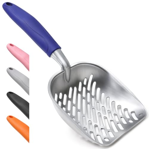 SNUGENS Cat Litter Scoop, Kitty Metal Scooper with Long Handle