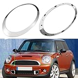 Abodvu Compatible with MINI Cooper Headlight Trim Ring 2007-2013,R55 R56 R57 Headlight Rings,1Pair Chrome Head light Bezel Driver Passenger Side,Headlamp Trim Replacement for 51137149906 51137149905
