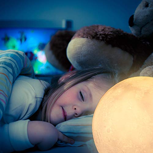 relaxdays Bianco Lampada Luna 3D, 2 Colori, Regolabile, Touch Sensor, Senza Cavo, per Bambini, Illuminazione a LED 15 cm - Image 4