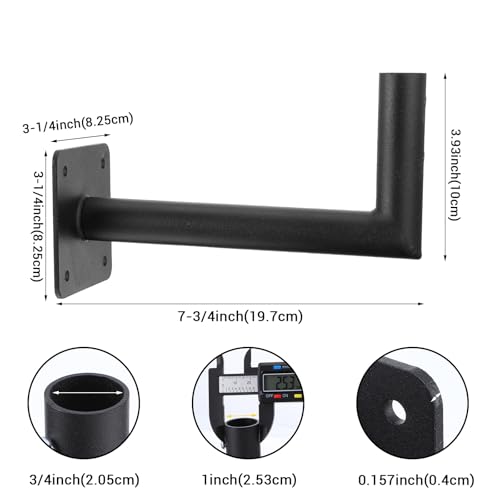 Heavy Duty Black Steel Weathervane Roof Mount Bracket – Universal Eave Mount for Antennas, Flag Poles & Weathervanes (3.25\" Base, Fits 3/4\" Rods)