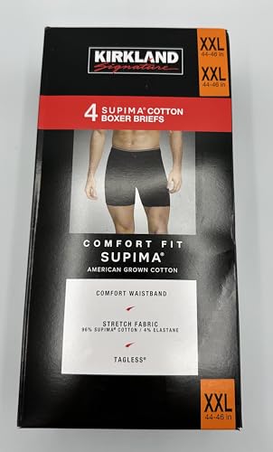 Kirkland Signature Men's Boxer Brief Pima Cotton 4 Pack, Black, XX-Large2