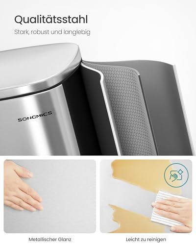 SONGMICS Mülleimer 50L aus Stahl, Tretmülleimer mit Deckel – Ansicht 3