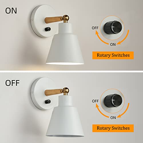 Clankin White Wall Sconces Lighting Fixture Set Of 2, Angle Adjustable Wall Mounted Bedside Lamp With On-Off Switch For Industrial Bedroom Bathroom Hallway Living Room (2Pack-White) #TOP5