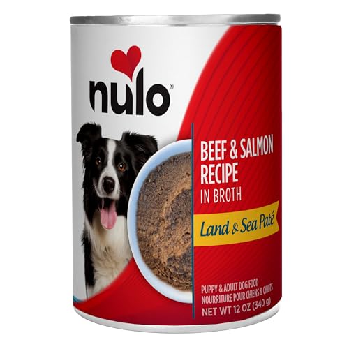Image of Nulo Land & Sea for Adult Dogs & Puppies Beef & Salmon Recipe in Broth 12 Ounce Cans, Pack of 5