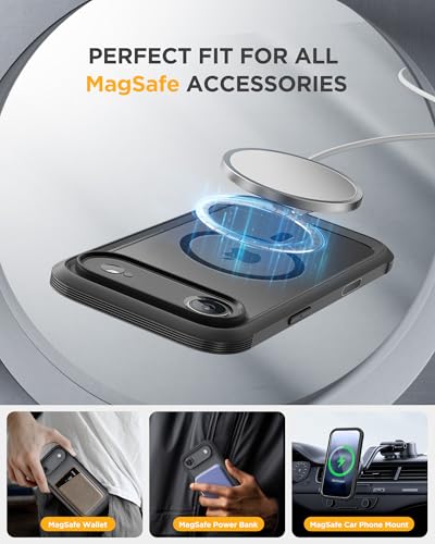Image of Miracase Magnetic for iPhone Air Case 6.5 inch with Camera Control, Full Body Bumper Anti-Bend Slim Phone Case 17 Air, Built-in No-Bubble Tempered Glass Screen Protector, Fit for MagSafe, Black