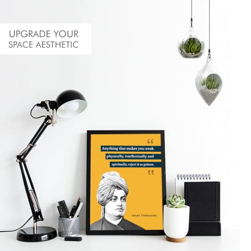 Image of Chaka Chaundh Acrylic - Suitable Swami Vivekananda Motivational Quotes Framed Poster for Office & Student - 14 X 11 Inches