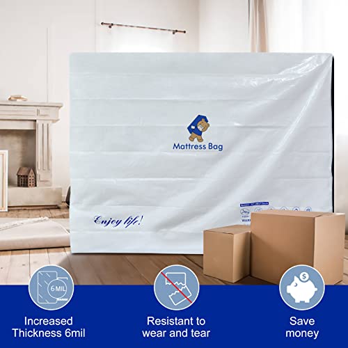 Mattress Bags For Moving And Storage,6 Mil Waterproof Zippered Mattress Protector Bags Of King Size, Extra Thick Tear & Puncture Resistance, Heavy-Duty Mattress Moving Supplies #TOP4