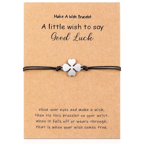 Fiada Bracelet Trèfle à Quatre Feuilles Porte-Bonheur Bracelet d'Amitié Trèfle pour Femmes Filles Petite Amie Meilleurs Amis Cadeau d'Anniversaire
