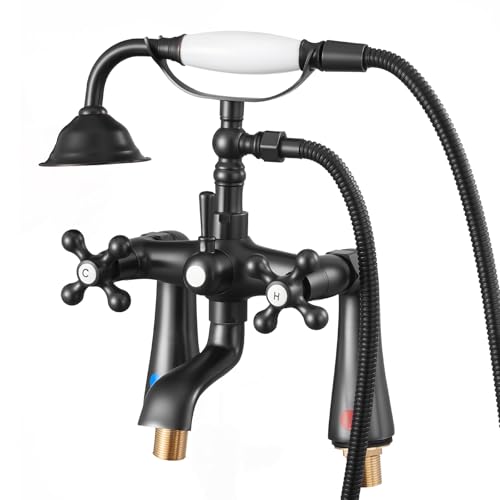 VEVOR Clawfoot Tub Faucet Deck Mount Bathtub Faucets with Handheld Shower Vintage Oil-Rubbed Bronze Clawfoot Tub Filler Faucet Shower Kit with 360 Rotation Spout & 59-inch Long Hose for Bathtubs