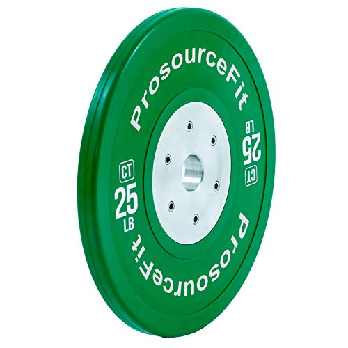 Image of ProsourceFit Competition Color Training Bumper Plates, Rubber with Steel Insert, Calibrated for Cross Conditioning, Power Lifting, Weight Training