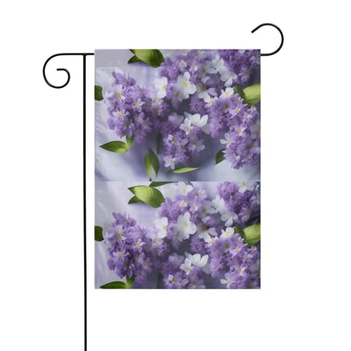 LAABBE Encadrement de fleurs lilas en fleurs imprimées mât de drapeau extérieur cour décoration mode 30,5 x 45,7 cm