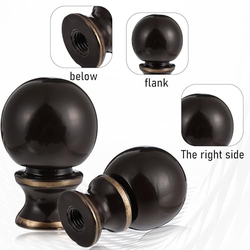 Image of 2 Pcs Ball Lamp Finial Cap Knob Lighting Lamp Finials 1 /2-28 in Ball Lamps Finial Cap Knob Heavy Metal Top Screw Finials Caps for Table Lamps Floor Topper Knobs Oil Rubbed