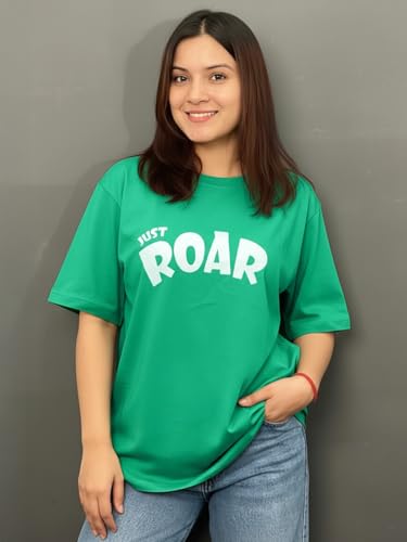 Image of LEOTUDE Half Sleeve Cottonblend Oversized Tshirt for Women, Round Neck Longline Printed Raglan Sleeve Colourblocked Drop Shoulder Baggie T-Shirt Top for Woman (Color Pink)