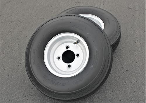 Antego 2-Pack Trailer Tire On Rim 570-8 5.70-8 Load C 4 Lug Galvanized Wheel