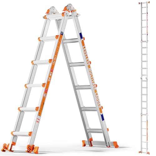 LANOVA LITE A Frame 6 Step Ladder, 20FT Extension Ladder with Stabilizer Bar &...