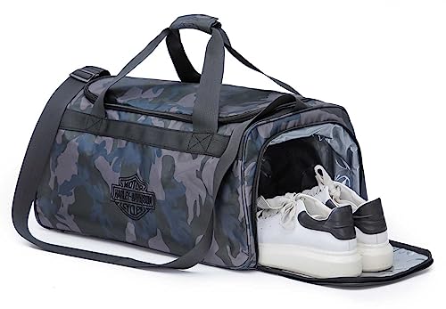 Harley-Davidson Crinkle Bar & Shield Nylon Duffel Bag w/Side Shoe Pocket - Camo3