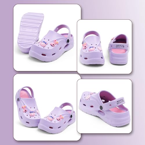 Image of Women Clogs Sandals with Back Strap | Lightweight EVA Cartoon Charm Slip-On Shoes for Womens & Girls | Anti-Slip Comfortable Everyday Wear