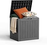 Outdoor Storage Box, 35 Gallon Deck Box, 132 Litre Waterproof Resin Storage Bin for Patio Cushions, Gardening Tools, Accessories, Lockable, UV Resistant Garden Chest Utility Handles Lid (Grey)