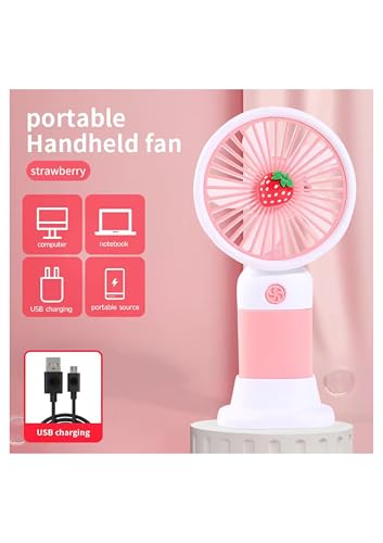 Image of Portable USB Hand Fan with Rechargeable Battery - Mini Personal Cooling Fan with Stand for Home, Office, Travel & Outdoor Use (Multicolor) - any color