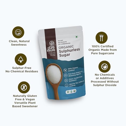 Image of Pure & Sure Organic Sugar (Chini) 500GM| 100% Organically Processed from Quality Sugarcanes | Chemical Free & Sulphur Free