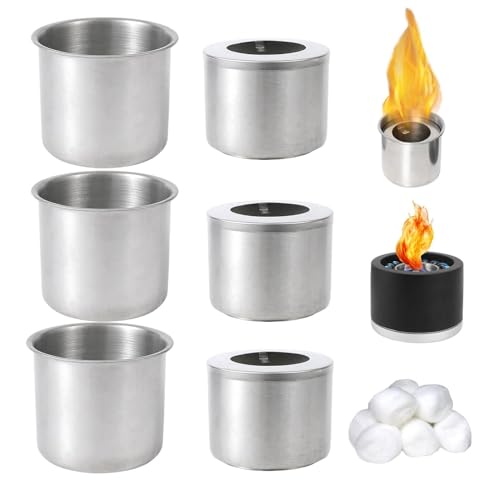 9 Piezas De Quemador De Bioetanol De Acero Inoxidable, Copa Interior + Copa Exterior + Algodón De Fibra De Vidrio, Cámara De Combustión De Acero Inoxidable, Quemador De Bioetanol