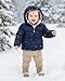 JiAmy Baby Winterjacke Jungen Mädchen Gefüttert Warm Abnehmbarer Kapuzen Steppjacke Kleinkinder Winddicht Outdoor Winter Mantel Oberbekleidung für 4-5 Jahre, Navy Blau