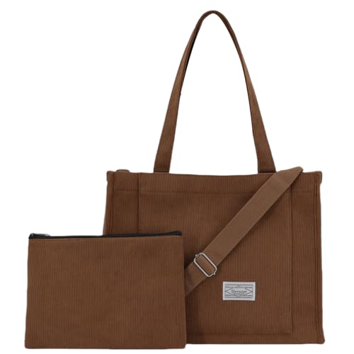 UERRUAM Corduroy Tote Bag for Women, Shoulder Tote purse for Work, College