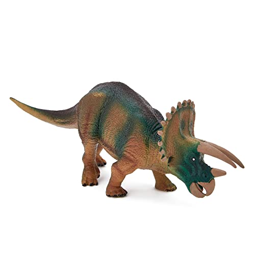Zappi Co Childrens Triceratops Green/Black Dinosaur Figure Toy (19cm Length) Realistic Detailed Dino Collection for Kids