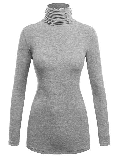 Image of Lock and Love Women's Turtleneck Top Lightweight Long Sleeve Slim Fit Pullover, Soft Rayon Stretch Layering Basic, S-3XL