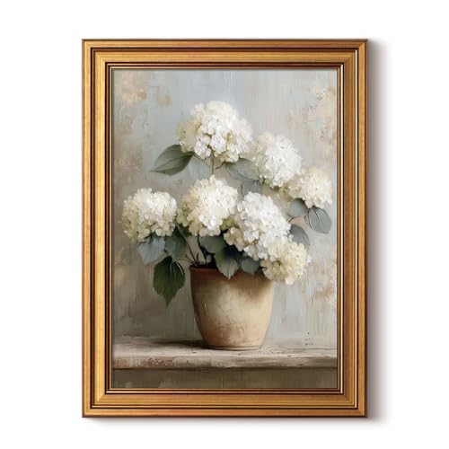 InSimSea Gold Framed Vintage Hydrangea Canvas Wall Art, Rustic...