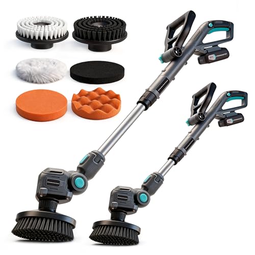 BLUEMARS 20V Cordless Electric Cleaning Brush Heavy Duty Spin Scrubber for Bathroom Tile Floor Outdoor & Shower Power Scrubbing Tool with Replaceable Brush Heads Floor Cleaner Patio Cleaner