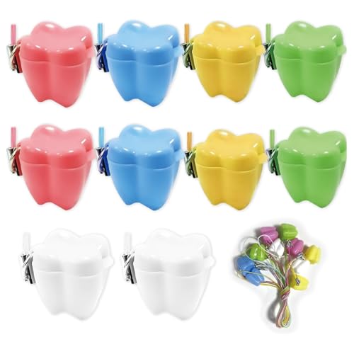 10 Piezas Cuidado Dental Infantil Caja Dientes De Leche, Cuello Caja Dientes, Rosa Blanco Azul Amarillo Verde