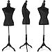 Female Dress Form Mannequin Body Mannequins Torso with Wooden Tripod Base Stand Adjustable Dress Mannequin for Sewing Counter Window Display,Black