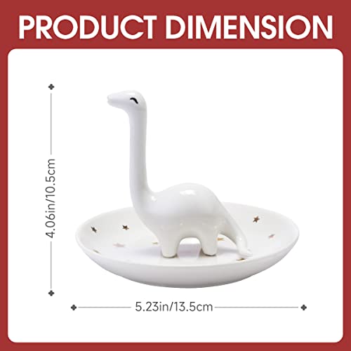 Image of PUDDING CABIN White Dinosaur Ring Holder - Unique Jewelry Dish Tray for Rings, Earrings, Bracelets Organizer - Cute Gifts for Women, Girls, Her Birthday, Christmas, Wedding Gifts