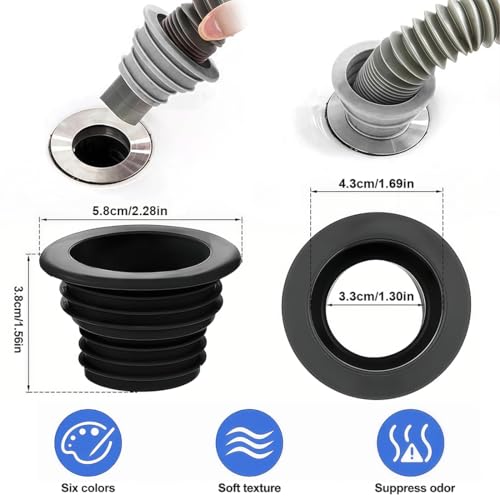 GGUFAY Waschmaschine Abfluss Adapter 4 Stück, Abflussrohrdichtung Schlauch, Gummimanschette Siphon für Abflußrohr Siphon Dichtung für Waschmaschine Badezimmer Küche Ø 47 mm