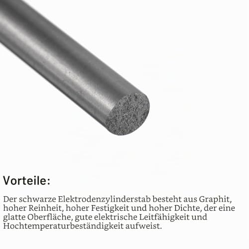 PATIKIL 300x6mm Graphitstab Graphitrohr Rührstab Zylinderstab Kohlestab Schwarz für Schmelzen Gießen Elektroden Tiegel