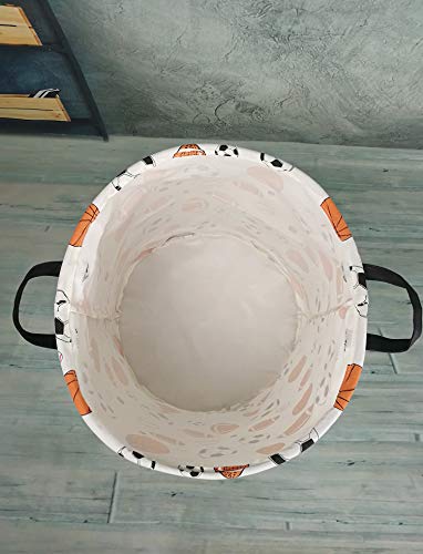 Image of Kids Laundry Hamper Clothes Gift Basket Storage Laundry Baskets Organizer Bin with Handles for Nursery Room (Balls)
