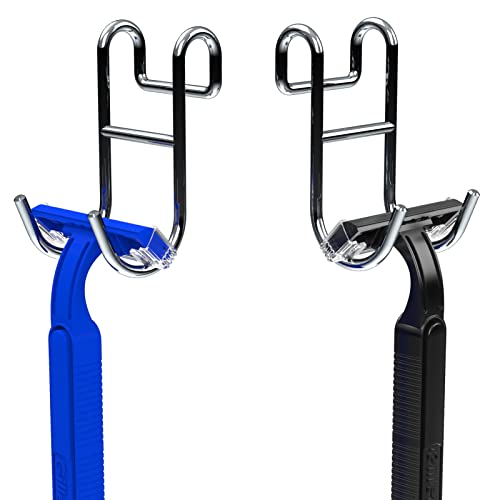 Image of Shower Caddy Hooks, Razor Hanger for Shelf and Loofah (Silver - 2 Open)